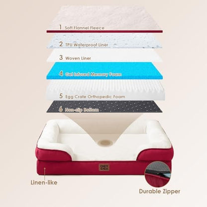 EHEYCIGA Orthopedic Extra Large Dog Bed, Waterproof Washable XL Pet Bed 44"