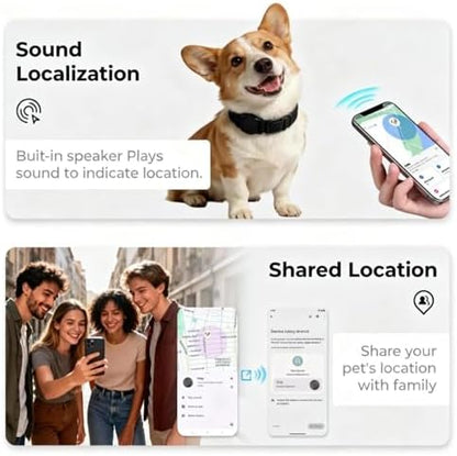 GPS Dog Tracker Collar (iOS & Android), No Monthly Fee Pet Activity Tracker