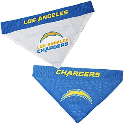 Pets First NFL DOG BANDANA - LOS ANGELES CHARGERS REVERSIBLE PET BANDANA. 2 Sided Sports Bandana with a PREMIUM Embroidery TEAM LOGO, Small/Medium. - 2 Sizes & 32 NFL Teams available