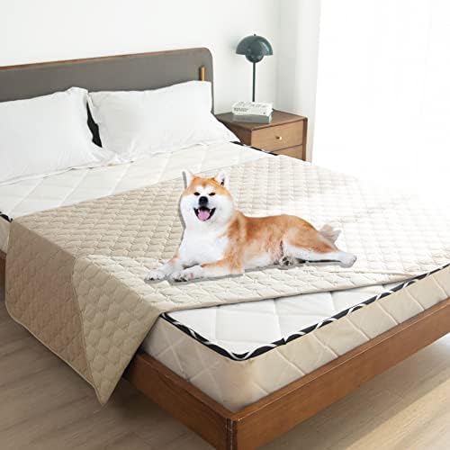 gogobunny 100% Double-Sided Waterproof Dog Bed Cover Pet Blanket Sofa Couch Furniture Protector for Puppy Large Dog Cat, Reversible (52x82 Inch (Pack of 2), Dark Beige/Light Beige)