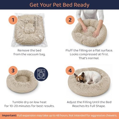 Calming Donut Dog Bed for Small Dogs, Round Dog Bed for Medium & Large Dogs