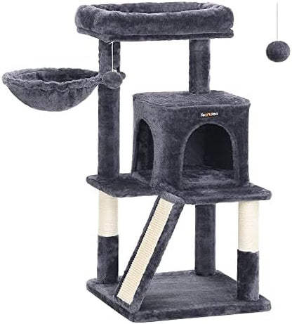 Feandrea Cat Tree, 37.8-Inch Tall Cat Tower, Multi-Level Condo, Smoky Gray