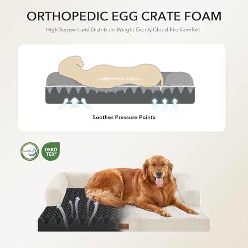 Waterproof Orthopedic Dog Bed for Extra Large Dogs, 48x30in, Beige