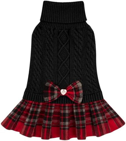 KYEESE Dog Sweater Dress Turtleneck Thick Knit Pullover for Cold Weather