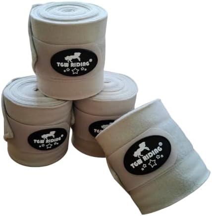Polo Leg Wraps, Equine Fleece Polo Wraps (Set of 4) - Horse Leg Bandages (Beige)