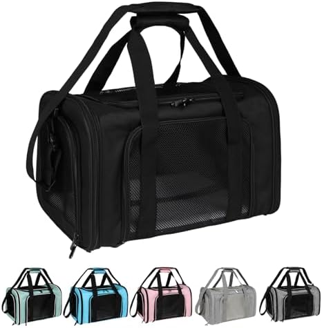 Top tasta Dog Cat Carrier Pet Carriers for Small Medium Large Cats Dogs Carrier Soft Sided Small Puppy Dog Carrier Portable Foldable Airline Approved Dog Cat Travel Carrier Black Medium