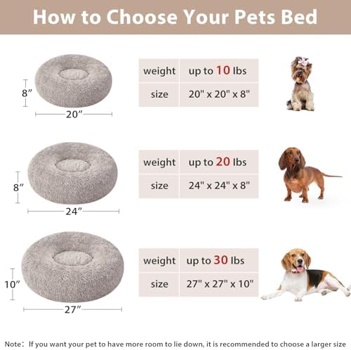 WNPETHOME Small Round Calming Dog Bed Cat Bed for Comfy Sleep
