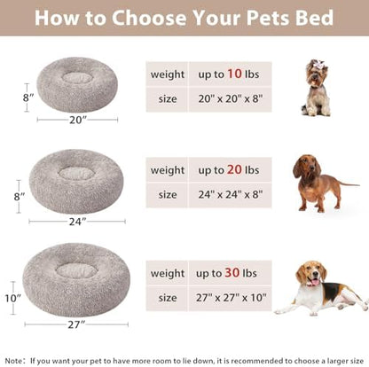 WNPETHOME Medium Round Calming Dog Bed Cat Bed for Comfy Sleep