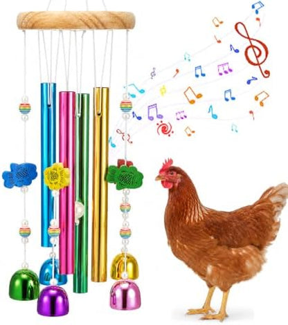 Chicken Toys for Coop, Chicken Wind Chime Enrichment Toys, Hanging Chick Peck Toy with Colorful Bells, Home Garden Musical Coop Accessories, Coops Toy for Hens Chicks Poultry Birds Parrots