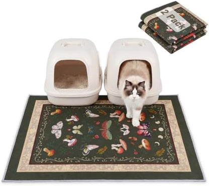 Bienbee Cat Litter Mat, 2 Pack 33" x 22" Machine Washable for Litter Boxes