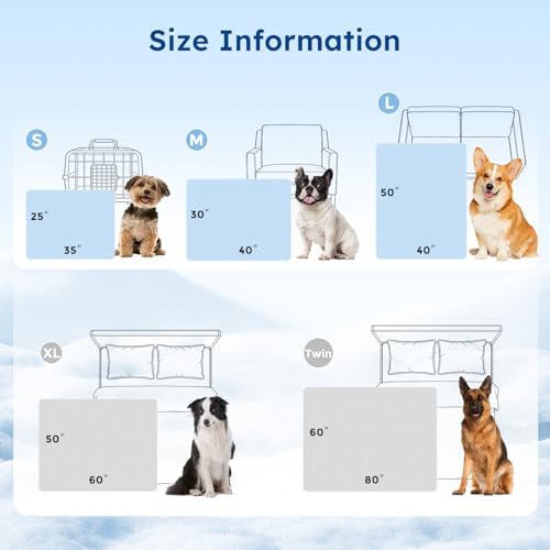 ZOMISIA Premium Cooling Blanket for Large Dogs - Q-MAX>0.5 Breathable Washable Dog Cooling Mat, Travel Soft Pet Summer Essentials, Grey, 50"x60"