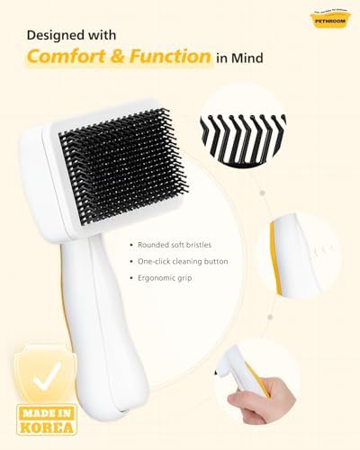 PETHROOM Self-Cleaning Slicker Brush for Dogs & Cats
