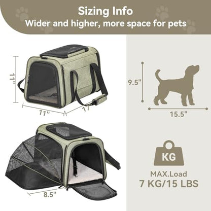 Petsfit Medium Expandable Cat Carrier for Air Travel, Up to 13 lb