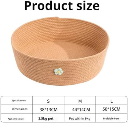 Rattan Cat Litter Pet Bed for Home Pet Supply Pet Sleeping Cat Beds,for All Seasons Cat Hammock Foldable Sleeping Nest Basket Handmade Natural Cradle Scratcher Cuddler for Kitten Cute Style.