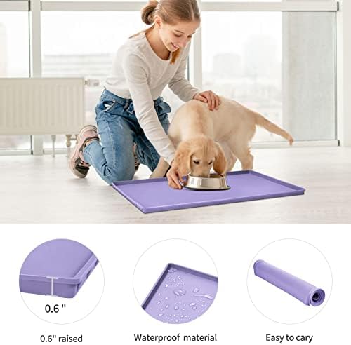 Silicone Dog Food Mat Waterproof Pet Feeding Tray for Small Medium Dogs
