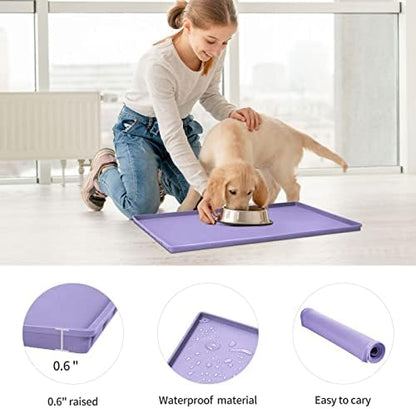 Silicone Dog Food Mat Waterproof Pet Feeding Tray for Small Medium Dogs
