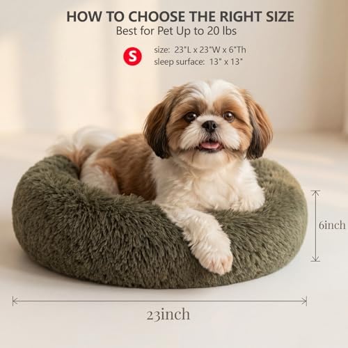 nononfish Soft Dog Bed for Small Dogs,Plush Round Calming Pet Bed