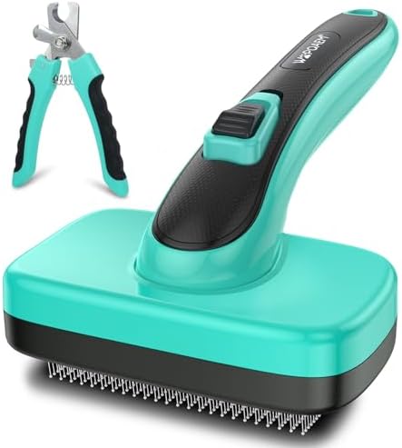 Self Cleaning Slicker Brush & Nail Clippers for Dog and Cats