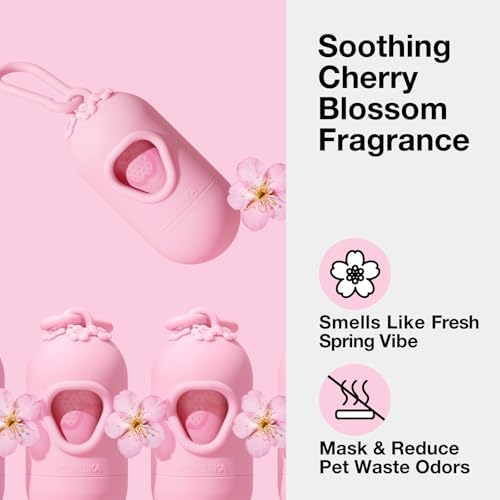 VETRESKA Dog Poop Bag Dispenser with 105 Cherry Blossom Scented Bags
