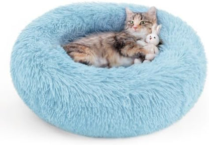 rabbitgoo Calming Cat Beds for Indoor Cats, 20 inches, Light Blue