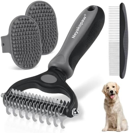 Undercoat Rake, Dematting Metal Comb and Bathing Brush For Dogs and Cats
