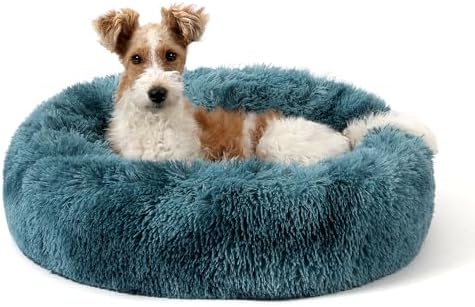 NOYAL Donut Dog Bed for Small Medium Pets, Plush Calming Faux Fur