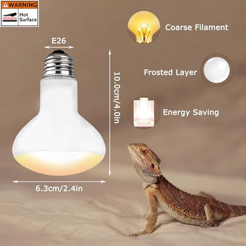 60W Reptile Heat Lamp Bulbs, Upgraded UVA Basking Spot Light