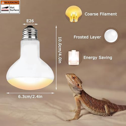 60W Reptile Heat Lamp Bulbs, Upgraded UVA Basking Spot Light