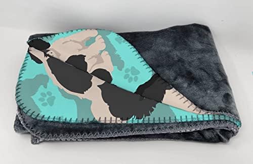 Caroline's Treasures MLM1041TBLT Black and White English Springer Spaniel Soft Travel Blanket with Bag Airplane Blanket, Indoor Outdoor Camping Blanket for Traveling, Picnics, Beach Trips, Concerts