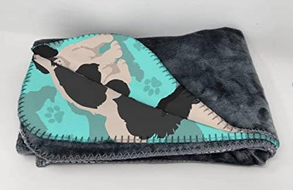 Caroline's Treasures MLM1041TBLT Black and White English Springer Spaniel Soft Travel Blanket with Bag Airplane Blanket, Indoor Outdoor Camping Blanket for Traveling, Picnics, Beach Trips, Concerts