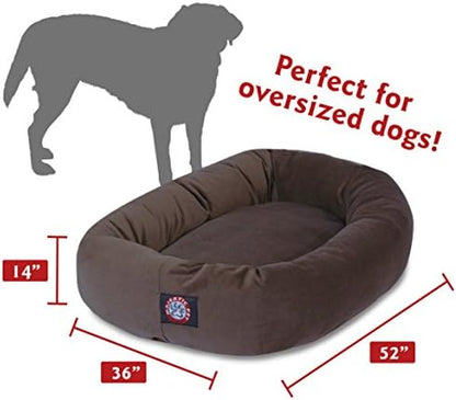 Majestic Pet Suede Calming Dog Bed, 52 in X-Large Round Washable, Chocolate