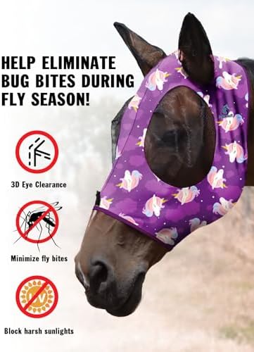 Mask Tech 5 Pieces Horse Fly Masks with Ears, Stretchy Elastic Mesh Fly Masks, 3D Eye Clearance, UV Protection-Large,Combo 21
