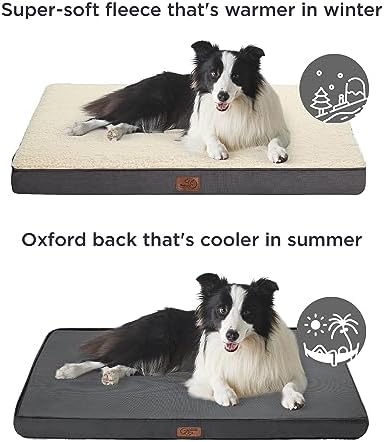 Bedsure XL Dog Bed, Extra Large Pet Bed with Comfy Sherpa,44x32in Brown