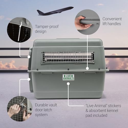 Petmate Sky Kennel, for Air Travel, 36in Dog Crate for Pets 50 to 70lbs