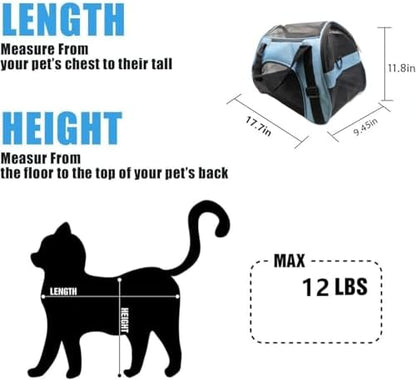 ZaneSun Cat Carrier,Soft-Sided Pet Travel Carrier for Cats,Dogs Puppy Comfort Portable Foldable Pet Bag Airline Approved (Medium-Blue)