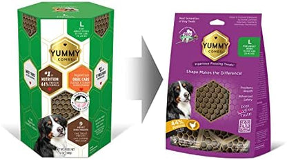 Yummy Combs Dental Treats for Dogs | Old Version | Dental Dog Treats for Large Dogs (24oz, 18 Count)