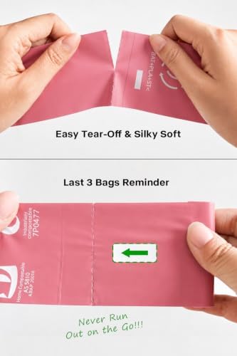 0.8 Mil Thick 105 Count Dog Poop Waste Bags,Home Compostable Pink