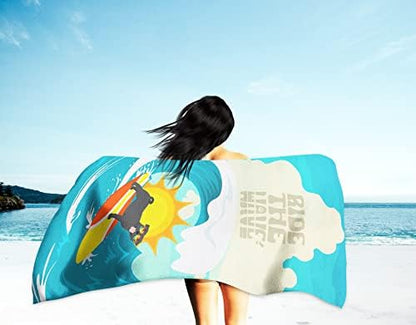 Caroline's Treasures MLM1262TWL3060 Surfer Dog Black Pug Premium Beach Towel Oversized Towel Beach Blanket, Pool, Beach Essentials, Yoga, Premium Bath Towel, Quick Dry Plush