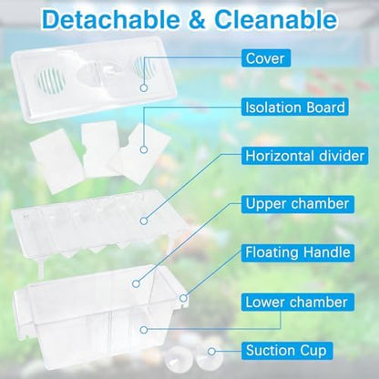 Tfwadmx Fish Breeding Box 4 Rooms HD Aquarium Breeder with Suction Cups