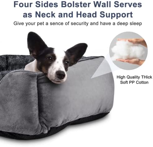 JOEJOY Rectangle Dog Bed for Large Medium Small Dogs - Washable Orthopedic Sofa Bed, Soft Breathable Puppy & Pet Cuddler, Durable Calming Dog Bed with Anti-Slip Bottom, Multiple Sizes, Dark Grey