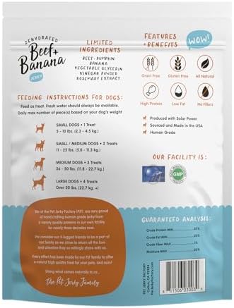 Beef & Banana 12 oz. Dog Jerky Treat | Human Grade | High Protein