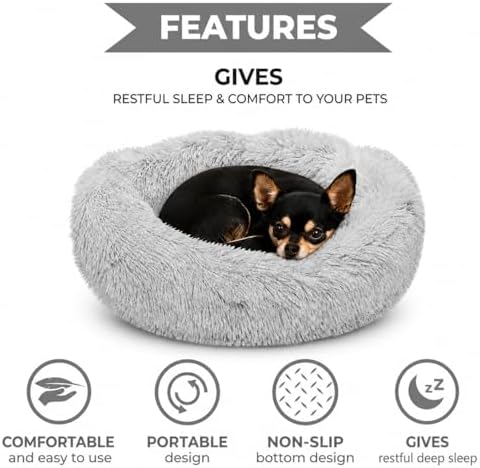 Whiskers & Friends Cat Beds for Indoor Cats & Small Dog, Fluffy Cat Bed