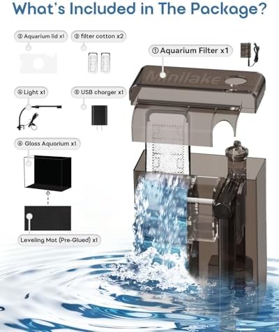 2.5 Gallon Nano Aquarium Starter Kit, Rimless Glass Fish Tank