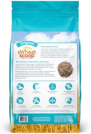 sWheat Scoop Natural Wheat Cat Litter, Original, Fast Clumping with Odor Neutralizing Enzymes, 25 Pound Bag