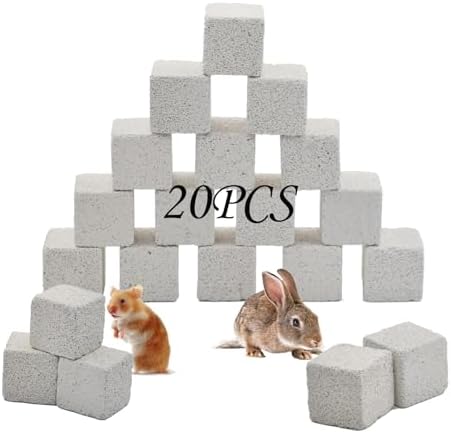 PINVNBY 20 Pcs Lava Blocks for Rabbits,Chinchillas Lava Block Hamster Mineral Stone Small Animals Square Calcium Stones Teeth Pumice Grinding Chews Toy for Bunny Hamsters Chinchilla Guinea Pig