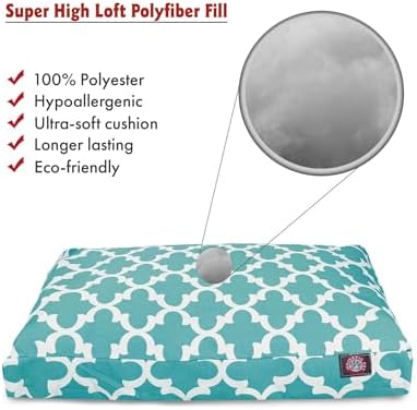 Majestic Pet Rectangular Dog Bed, X-Large, 50x42x5 in, Washable, Teal