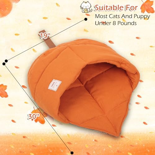 Cat Sleeping Bag Cave Bed with Non-Slip Bottom (Maple Orange)