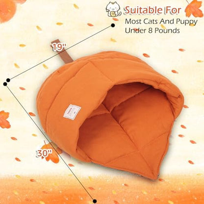 Cat Sleeping Bag Cave Bed with Non-Slip Bottom (Maple Orange)