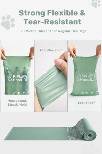 Hanging Dog Poop Bag Pouch with 105 Bags, 0.8 Mil Thick Waste Bags