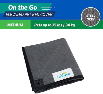 Coolaroo On The Go Cooling Elevated Dog Bed Replacement Cover, Portable for Travel & Camping, Collapsible for Storage, Medium, Steel Grey